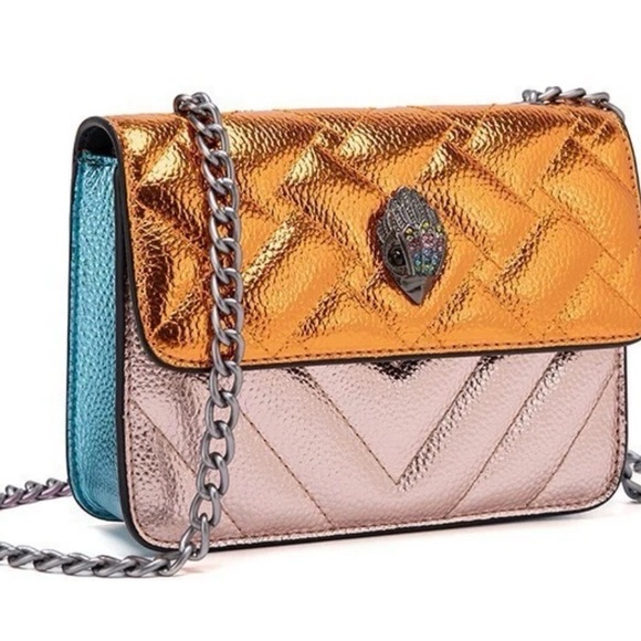 Kurt Geiger London Leather Metallic Orange and Pink Crossbody Bag - Picture 1 of 12